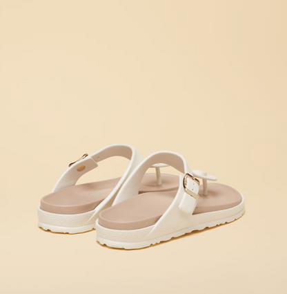 Joules Soleil Buckle Flip Flops White