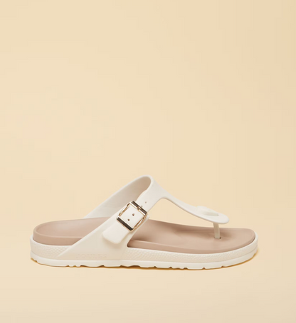 Joules Soleil Buckle Flip Flops White
