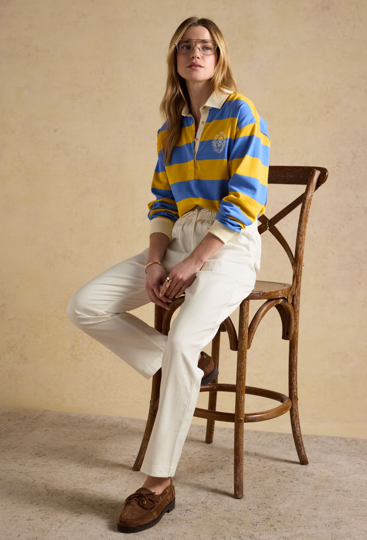 Joules Relaxed Chino Tapered Trousers White