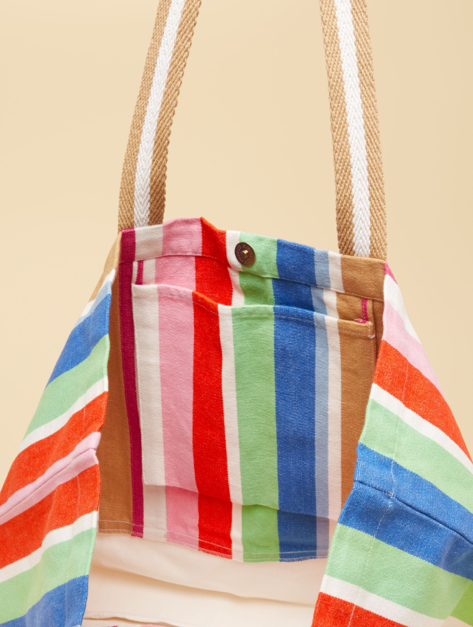 Promenade Multi Stripe Canvas Tote Bag