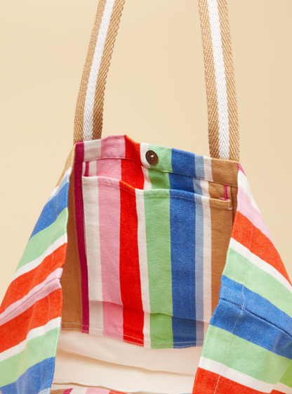 Promenade Multi Stripe Canvas Tote Bag