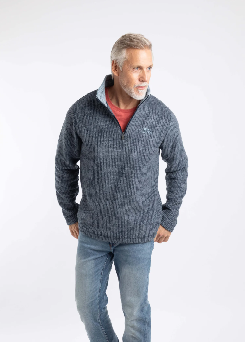 Newark 1/4 Zip Navy Grid Fleece