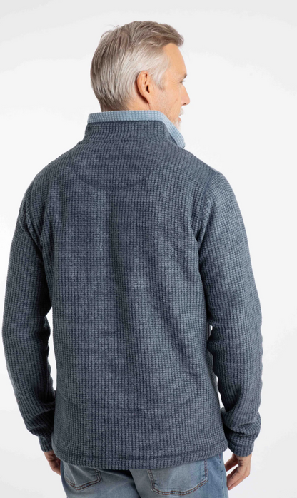 Newark 1/4 Zip Navy Grid Fleece