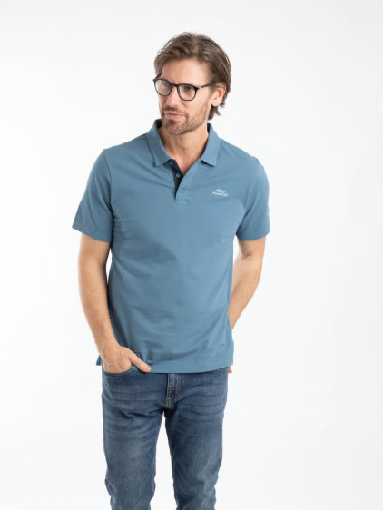 Weird Fish Miles Pique Polo Shirt Faded Blue