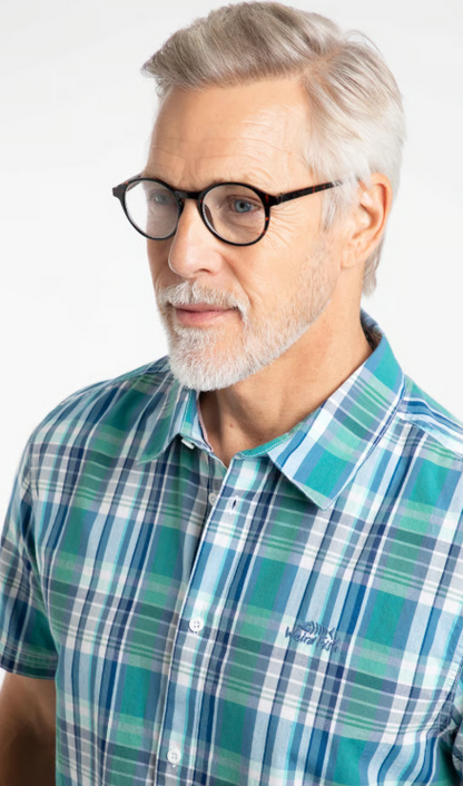 Weird Fish Judd Short Sleeve Check Shirt Faded Blue