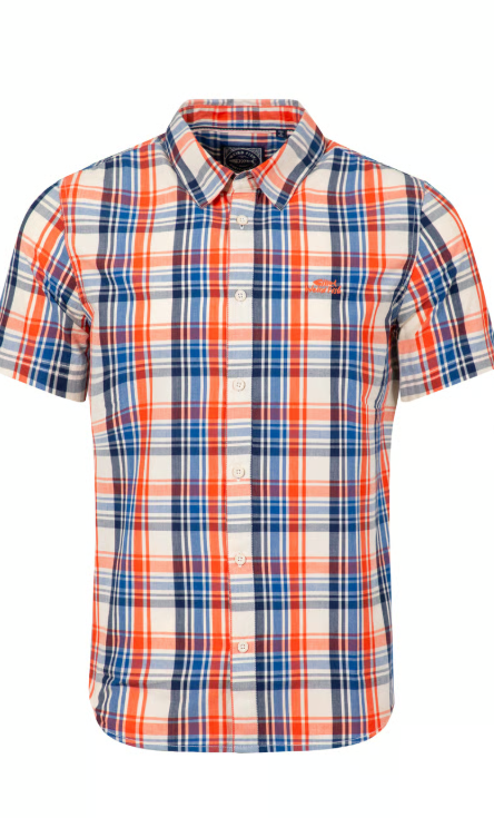 Weird Fish Judd Short Sleeve Check Shirt Light Cream