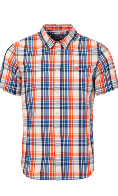 Weird Fish Judd Short Sleeve Check Shirt Light Cream