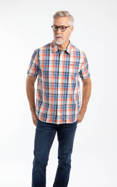 Weird Fish Judd Short Sleeve Check Shirt Light Cream