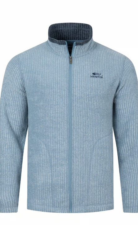 Weird Fish Shires Full Zip Grid Fleece Light Blue