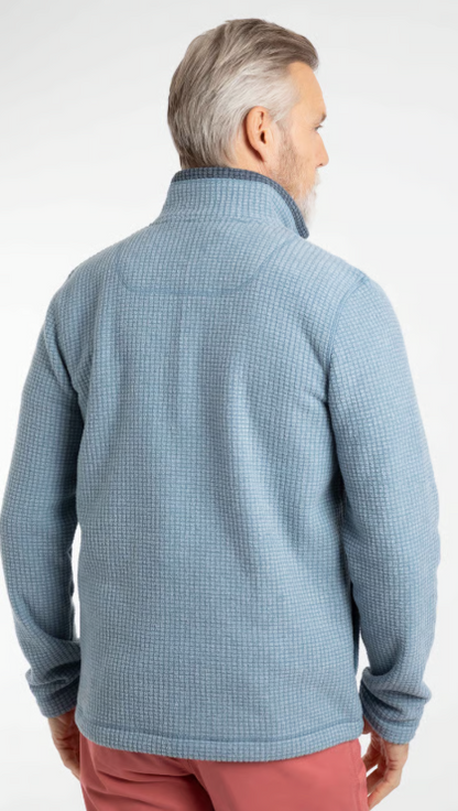Weird Fish Shires Full Zip Grid Fleece Light Blue