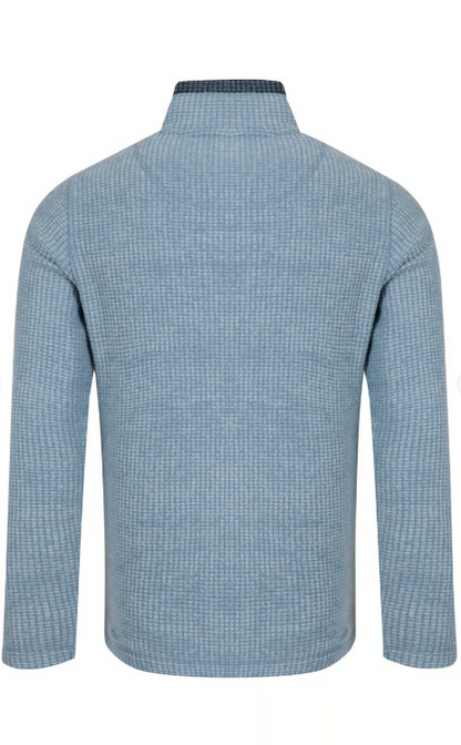 Weird Fish Shires Full Zip Grid Fleece Light Blue