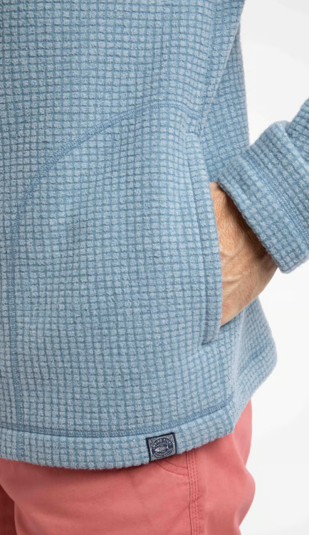 Weird Fish Shires Full Zip Grid Fleece Light Blue