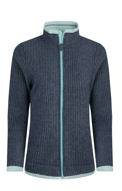 Weird Fish Ariana Full Zip Rich Grid Fleece Navy