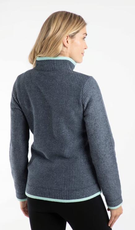 Weird Fish Ariana Full Zip Rich Grid Fleece Navy