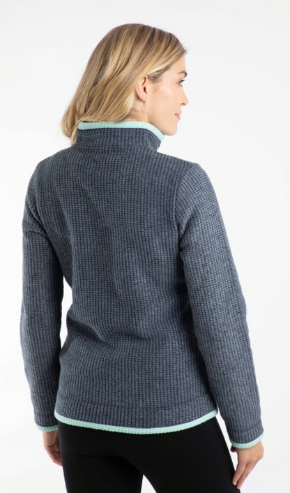 Weird Fish Ariana Full Zip Rich Grid Fleece Navy