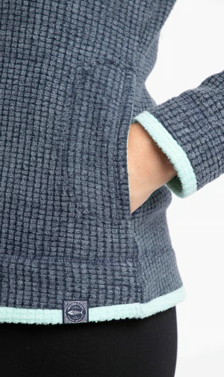 Weird Fish Ariana Full Zip Rich Grid Fleece Navy