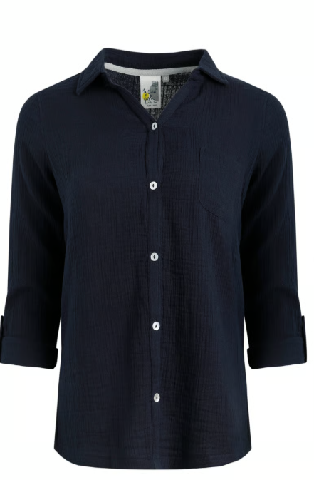 Suria Navy Double Cloth Shirt