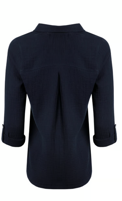 Weird Fish Suria Double Cloth Shirt Navy