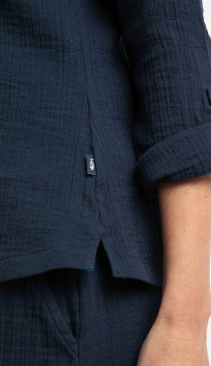 Weird Fish Suria Double Cloth Shirt Navy