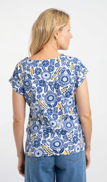 Weird Fish Paw Paw Printed Jersey T-Shirt Blue Sapphire