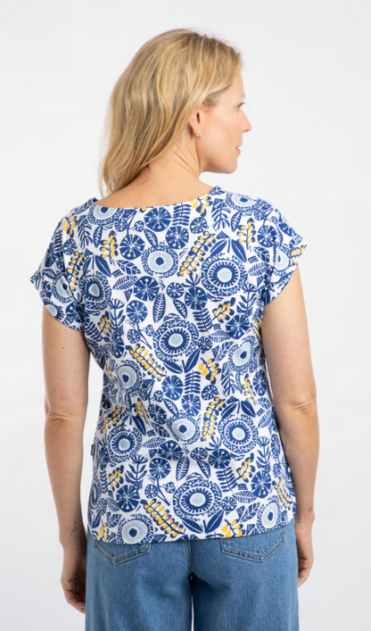 Weird Fish Paw Paw Printed Jersey T-Shirt Blue Sapphire