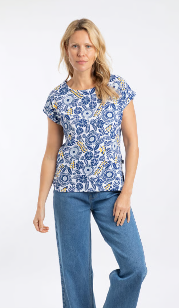 Weird Fish Paw Paw Printed Jersey T-Shirt Blue Sapphire