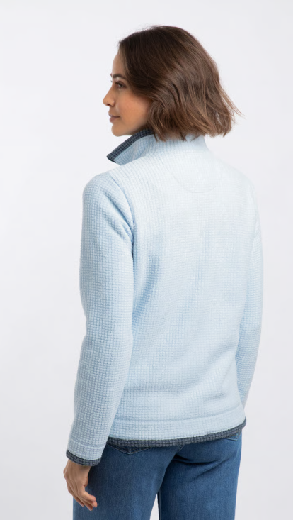 Ariana Full Zip Cool Blue Grid Fleece