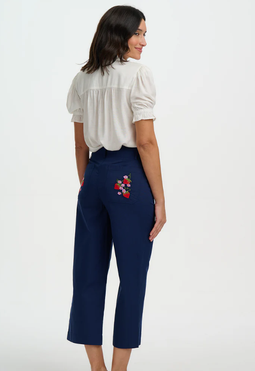 Sugarhill Brighton Angelique Wild Strawberry Shirred Top White