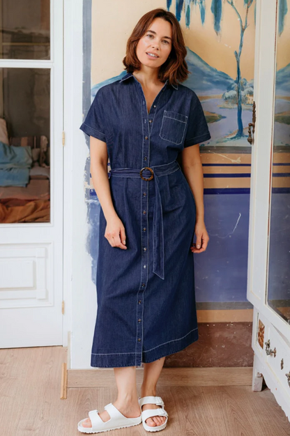 Sugarhill Brighton Lourdes Midi Shirt Dress Navy