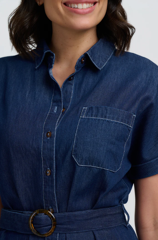 Sugarhill Brighton Lourdes Midi Shirt Dress Navy