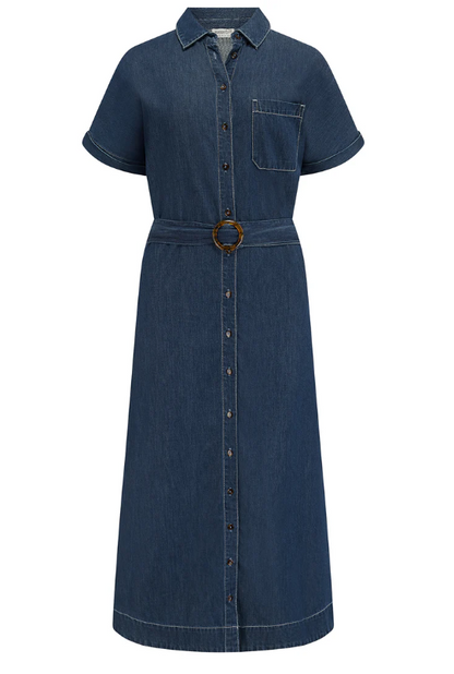 Sugarhill Brighton Lourdes Midi Shirt Dress Navy