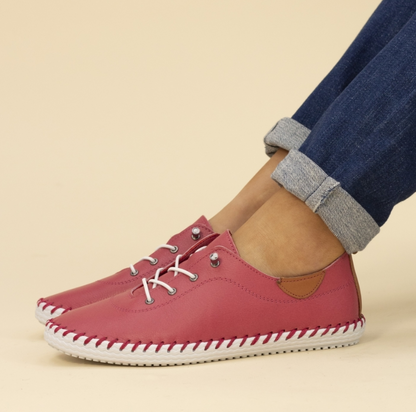 Lunar Shoes St Ives Plimsolls Raspberry