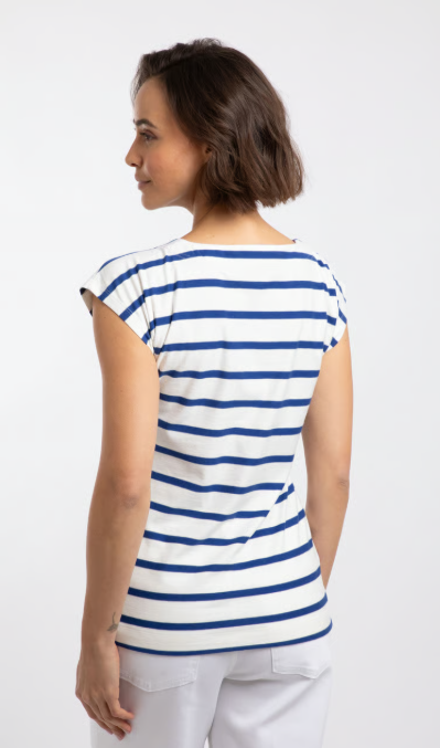 Weird Fish Bowe Striped Jersey T-Shirt Mazarine Blue