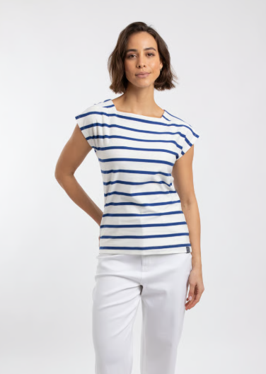 Weird Fish Bowe Striped Jersey T-Shirt Mazarine Blue
