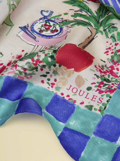 Joules Bloomfield Amalfi Scene Square Silk Scarf