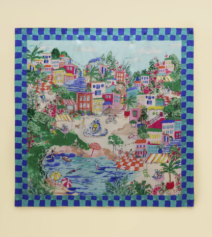Joules Bloomfield Amalfi Scene Square Silk Scarf