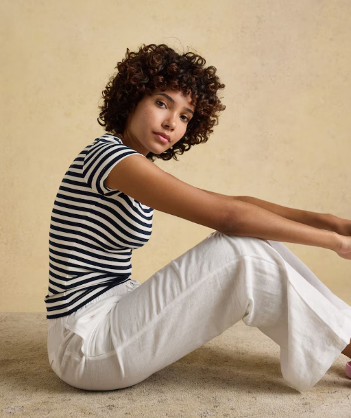 Joules Sophie Fitted Top Navy Striped