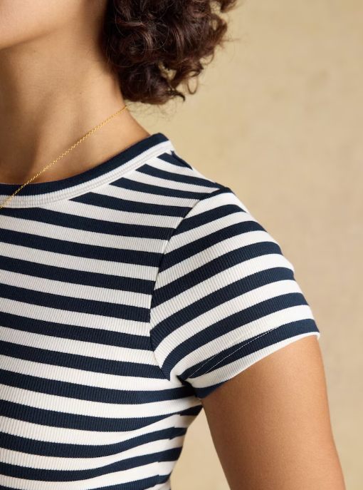 Joules Sophie Fitted Top Navy Striped