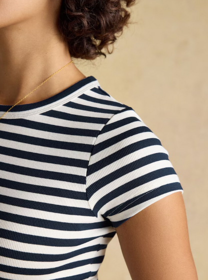 Joules Sophie Fitted Top Navy Striped