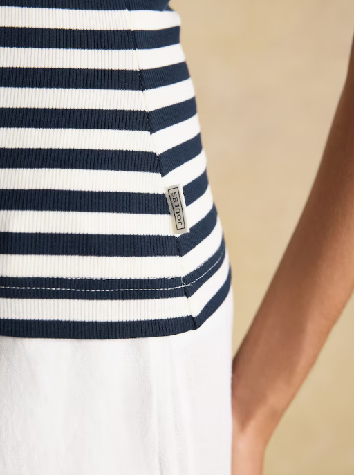 Joules Sophie Fitted Top Navy Striped