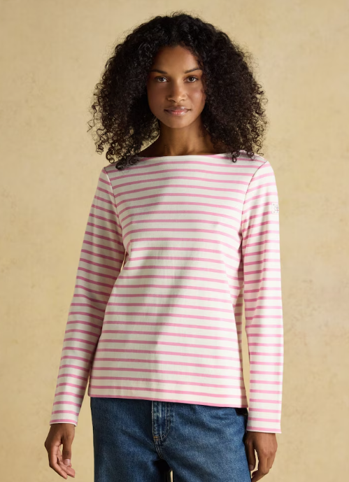 Joules Harbour Stripe Breton Top Pink