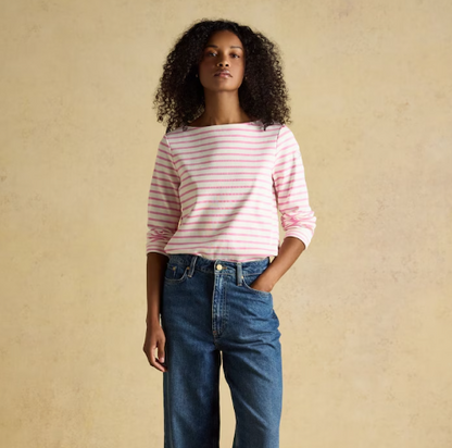 Joules Harbour Stripe Breton Top Pink