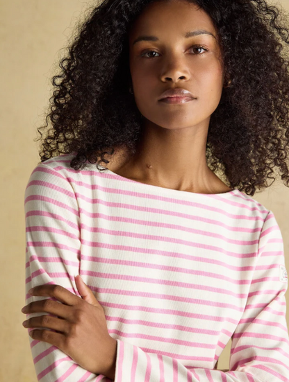 Joules Harbour Stripe Breton Top Pink