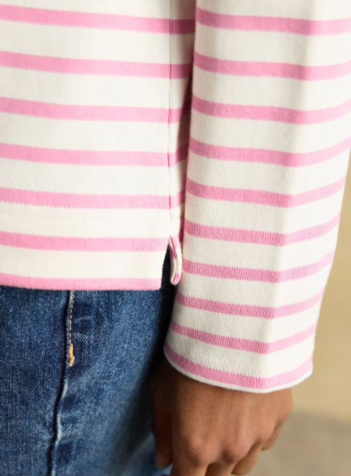Joules Harbour Stripe Breton Top Pink