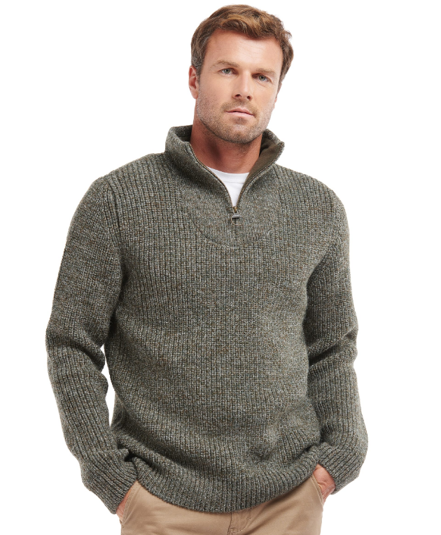 Barbour New Tyne Half Zip Sweater Derby Tweed