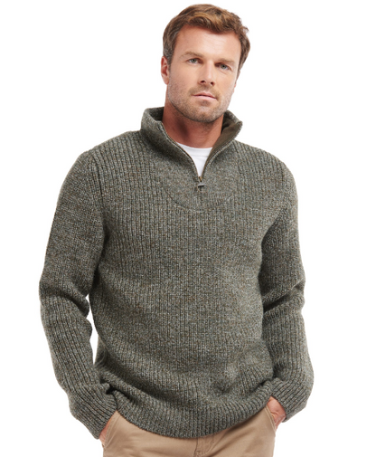 Barbour New Tyne Half Zip Sweater Derby Tweed