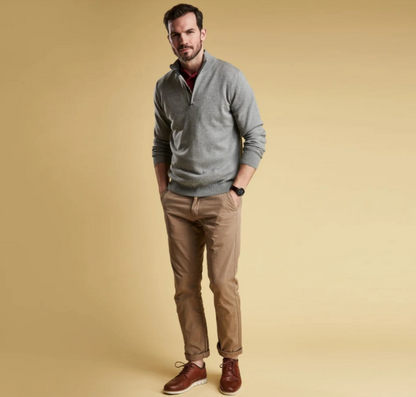 Barbour Cotton Half Zip Sweater Grey Marl