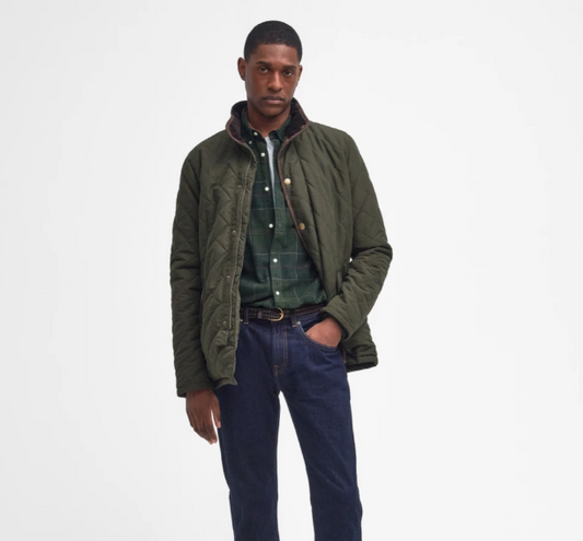 Barbour Waterproof Shoveler Quilted Jacket Dark Olive