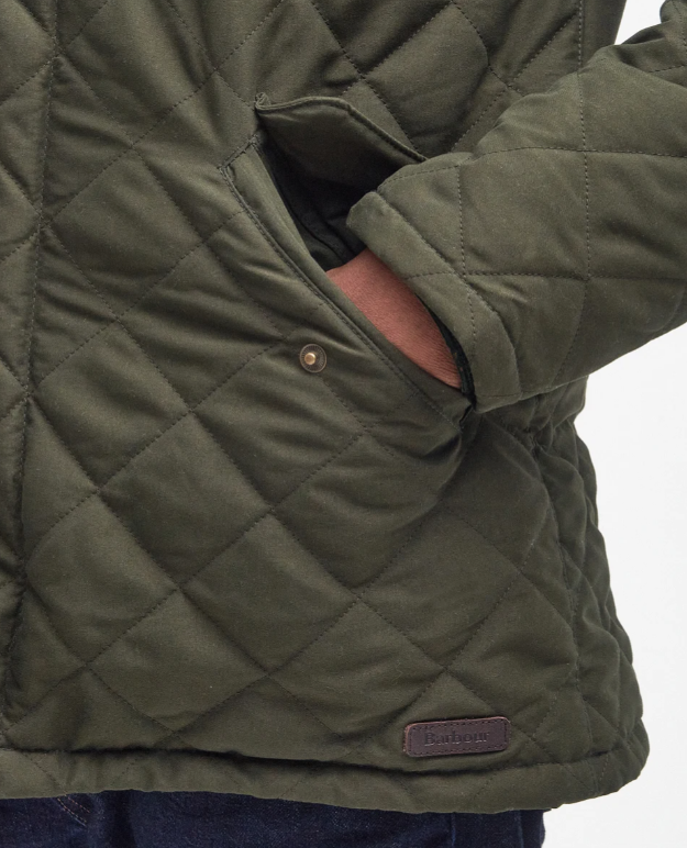 Barbour Waterproof Shoveler Quilted Jacket Dark Olive