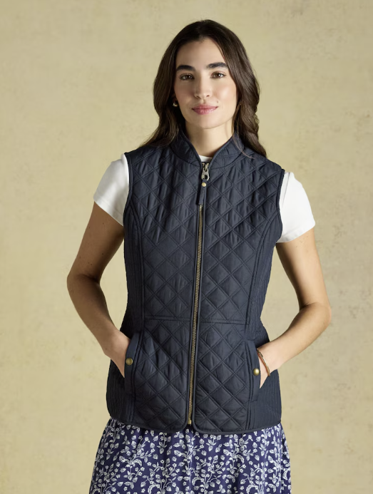 Joules Minx Showerproof Diamond Quilted Gilet Navy